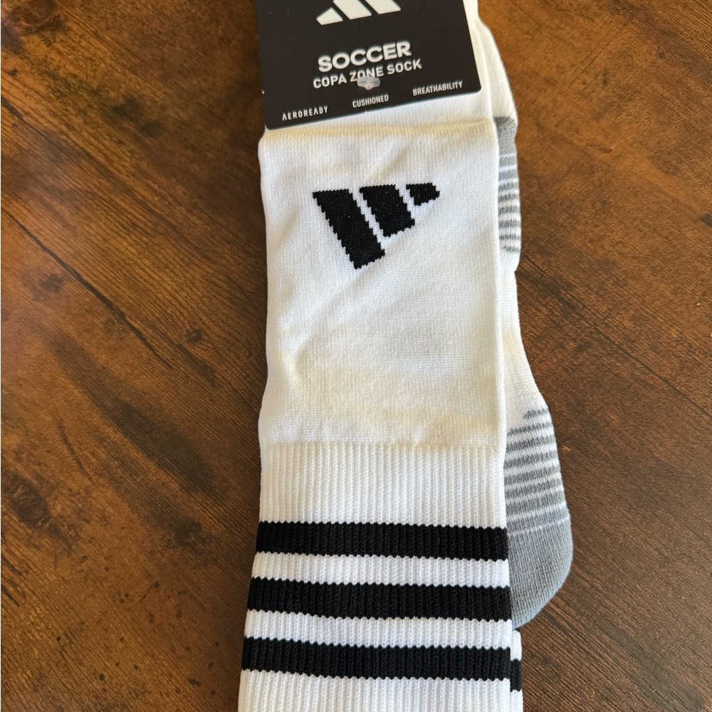 Adidas White and Black Athletic Soccer Socks